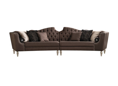 Brown living room five-seater designer Chesterfield luxury upholstered sofa