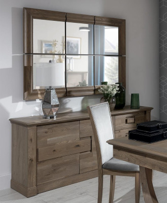 Chest of drawers with mirror XXL sideboard wood new dresser 2-piece wood set