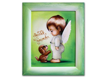 Angel with Dog Handcrafted Oil Paintings Canvas Oil Painting Picture G103602